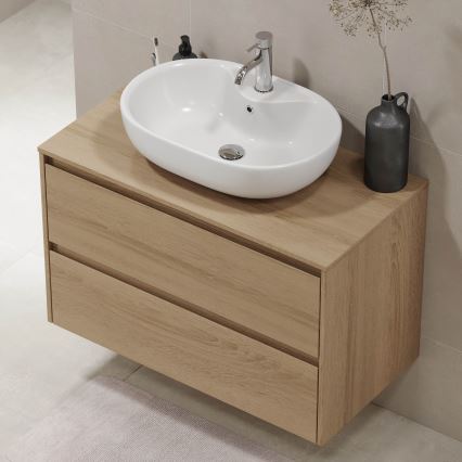Vannitoakapp TRONDHEIM valamu jaoks 90x57x46 cm tamm