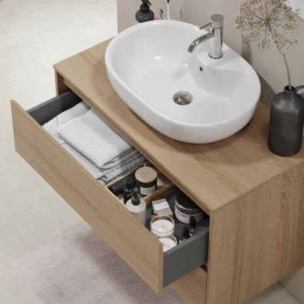 Vannitoakapp TRONDHEIM valamu jaoks 90x57x46 cm tamm