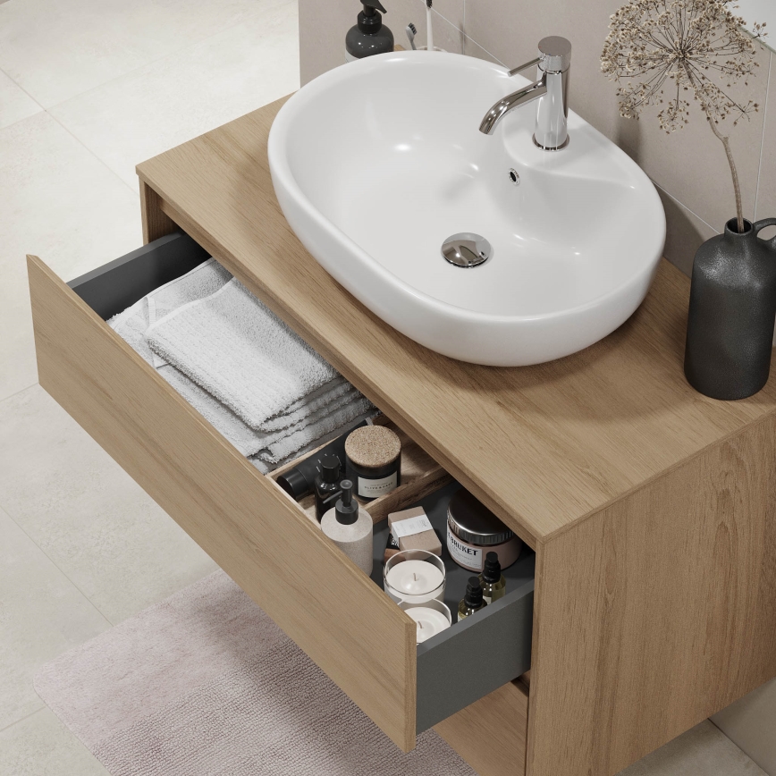 Vannitoakapp TRONDHEIM valamu jaoks 90x57x46 cm tamm