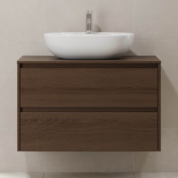 Vannitoakapp TRONDHEIM valamule 90x57x46 cm pähkel