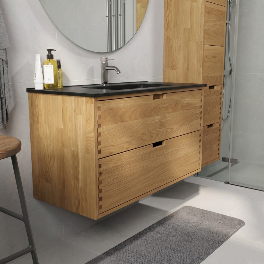 Vannitoakapp valamuga GRIBSKOV, 100 cm, beež/tamm/must