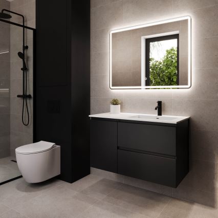 Vannitoakapp valamuga HELSINKI 95 cm parempoolne/must