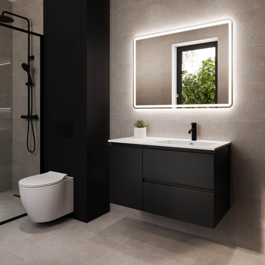 Vannitoakapp valamuga HELSINKI 95 cm parempoolne/must