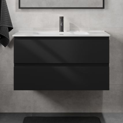 Vannitoakapp valamuga KENWOOD, 91 cm, must/valge