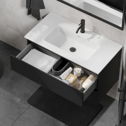 Vannitoakapp valamuga KENWOOD, 91 cm, must/valge