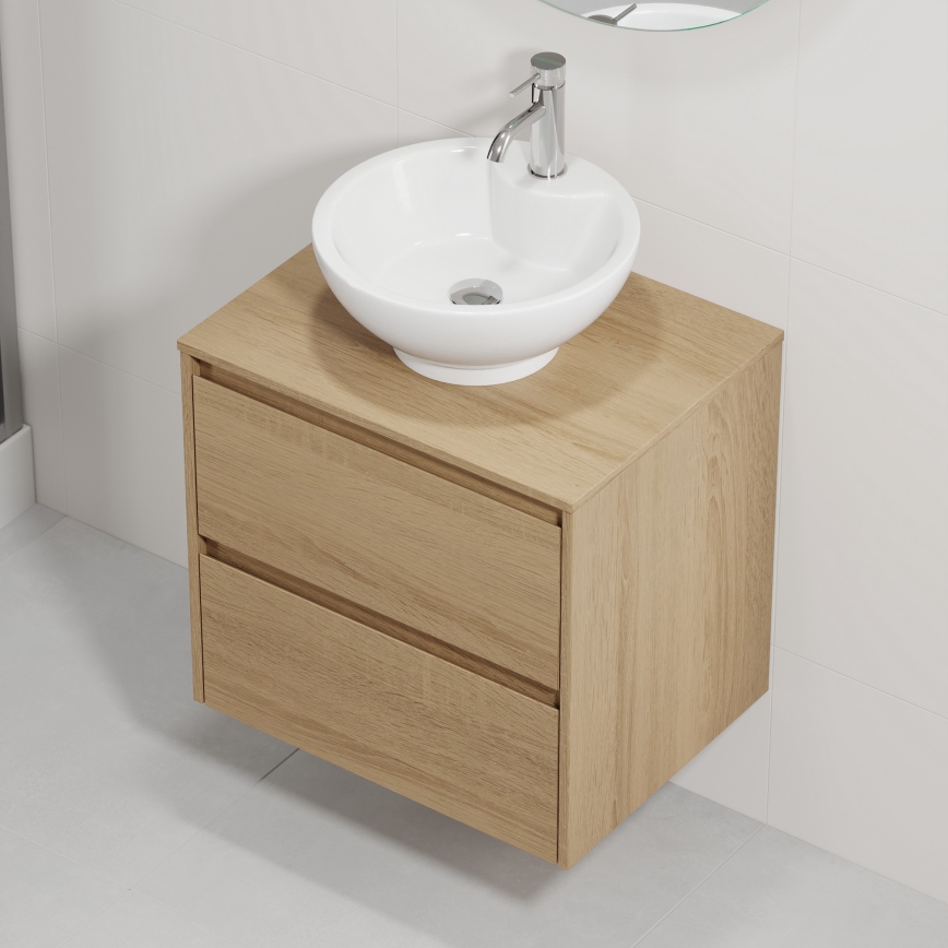 Vannitoakapp valamuga TRONDHEIM/DRAMMEN 60x57x46 cm tamm/valge