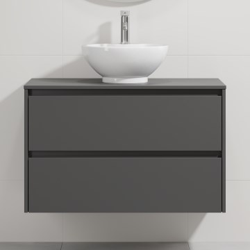 Vannitoakapp valamuga TRONDHEIM/DRAMMEN 90x57x46 cm antratsiit/valge
