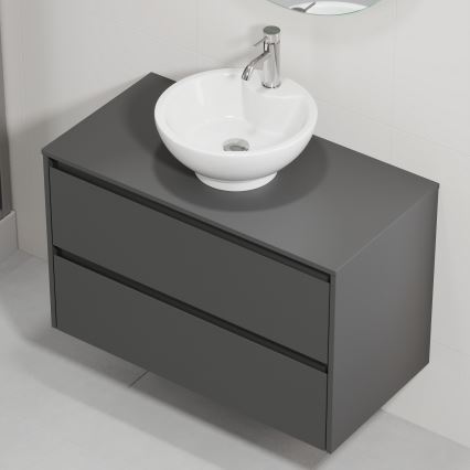 Vannitoakapp valamuga TRONDHEIM/DRAMMEN 90x57x46 cm antratsiit/valge
