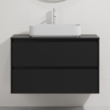 Vannitoakapp valamuga TRONDHEIM/LJORDAL, 90x57x46 cm, must/valge