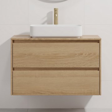 Vannitoakapp valamuga TRONDHEIM/LJORDAL 90x57x46 cm tamm/valge