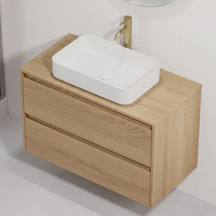 Vannitoakapp valamuga TRONDHEIM/LJORDAL 90x57x46 cm tamm/valge