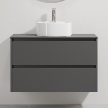 Vannitoakapp valamuga TRONDHEIM/VIKEDAL 90x57x46 cm antratsiit/valge