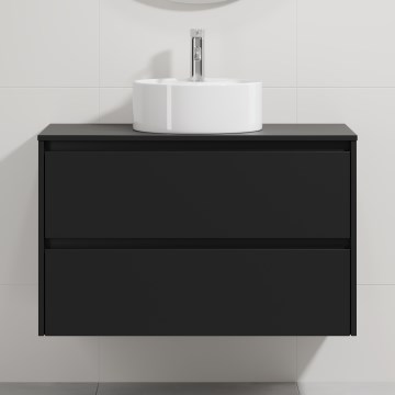 Vannitoakapp valamuga TRONDHEIM/VIKEDAL 90x57x46 cm must/valge