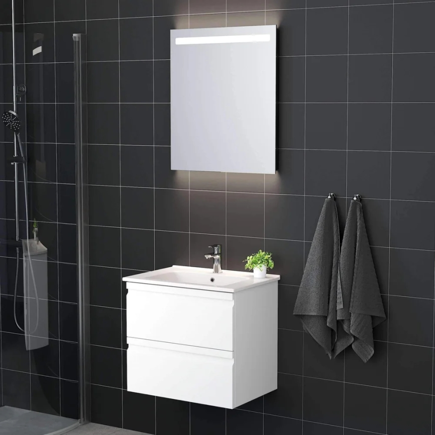 Vannitoakapp koos valamuga VIGO + seinapeegel LED-tagantvalgustusega LED/10W/230V IP44 valge