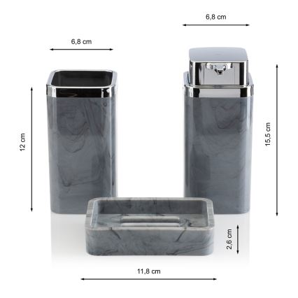 Vannitoakomplekt GRIS 5 tk hall/läikiv kroom