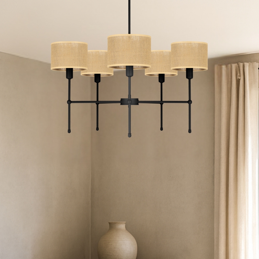 Varrega lühter MADELA 5xE14/40W/230V juut/must