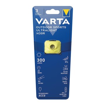 Varta 18631201401 - LED Hämardatav laetav pealamp OUTDOOR SPORTS LED/5V 600 mAh IPX4 kollane