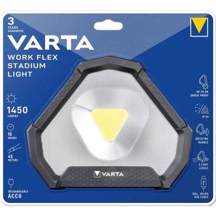 Varta 18647101401 - LED kaasaskantav töövalgusti WORK FLEX LED/12W/5V 5200 mAh IP54