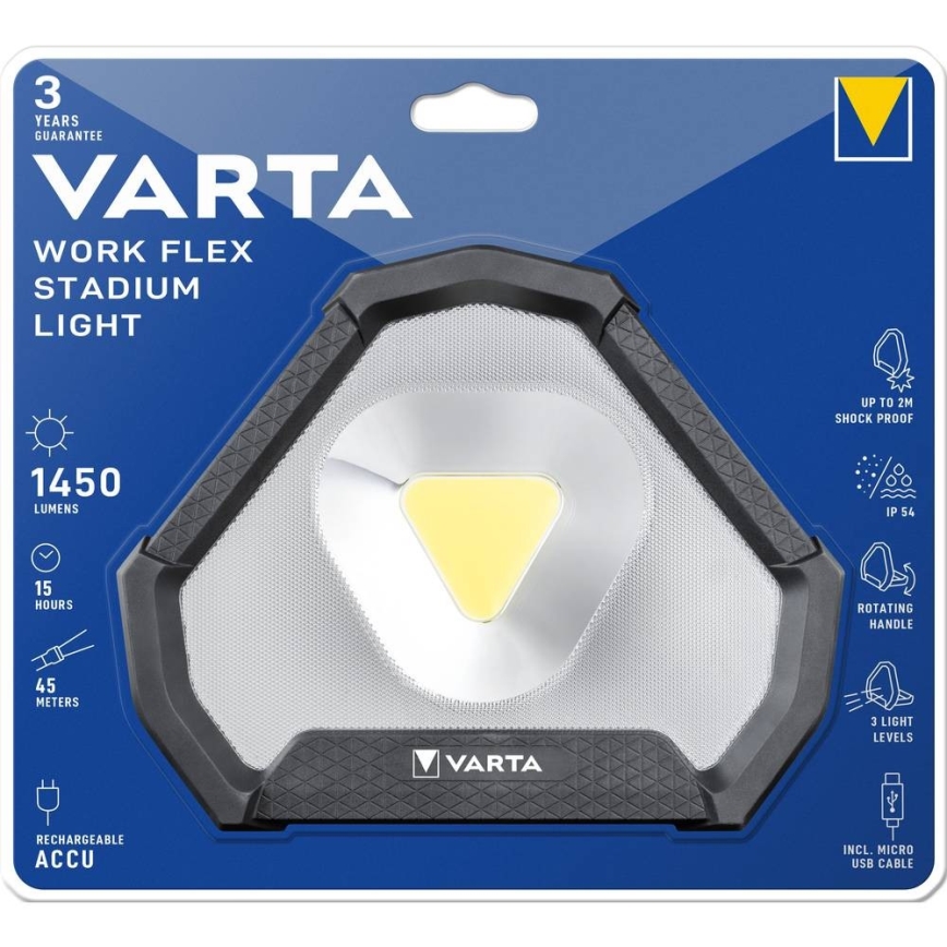Varta 18647101401 - LED kaasaskantav töövalgusti WORK FLEX LED/12W/5V 5200 mAh IP54