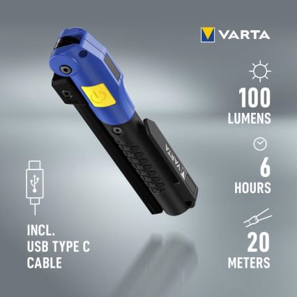 Varta 18649101401 - LED Laetav taskulamp WORK FLEX F20R LED/5V IP54