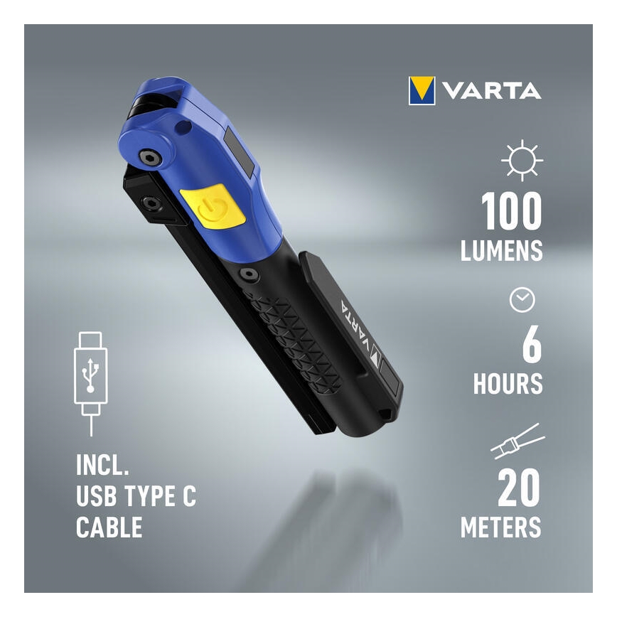 Varta 18649101401 - LED Laetav taskulamp WORK FLEX F20R LED/5V IP54
