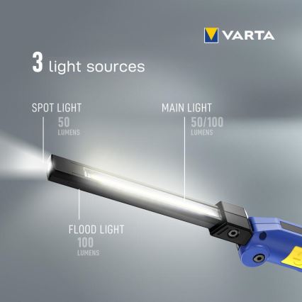 Varta 18649101401 - LED Laetav taskulamp WORK FLEX F20R LED/5V IP54