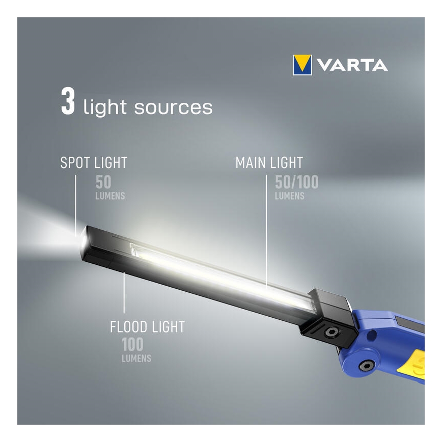 Varta 18649101401 - LED Laetav taskulamp WORK FLEX F20R LED/5V IP54