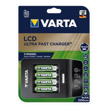 Varta 40084  - LCD Nutilaadija ULTRA FAST+  4xNiMH AA 2100 mAh 230V