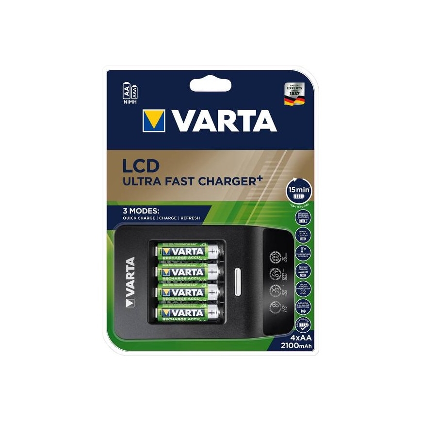 Varta 40084  - LCD Nutilaadija ULTRA FAST+  4xNiMH AA 2100 mAh 230V