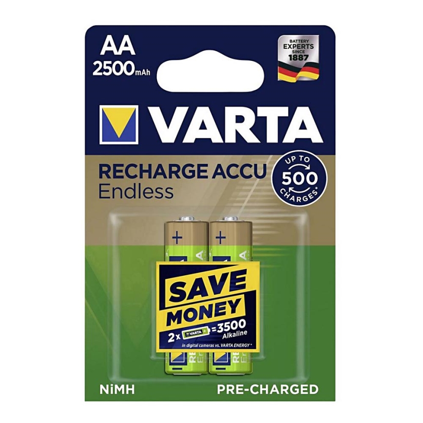 VARTA 56686 - 2x Taaslaetavad patareid 2500 mAh AA 1,2V