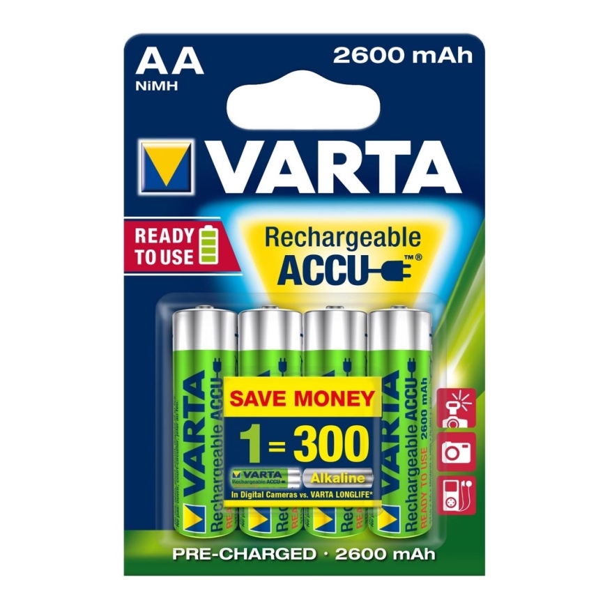 Varta 5716-4 tk Laetav patarei ACCU AA NiMH/2600mAh/1,2V