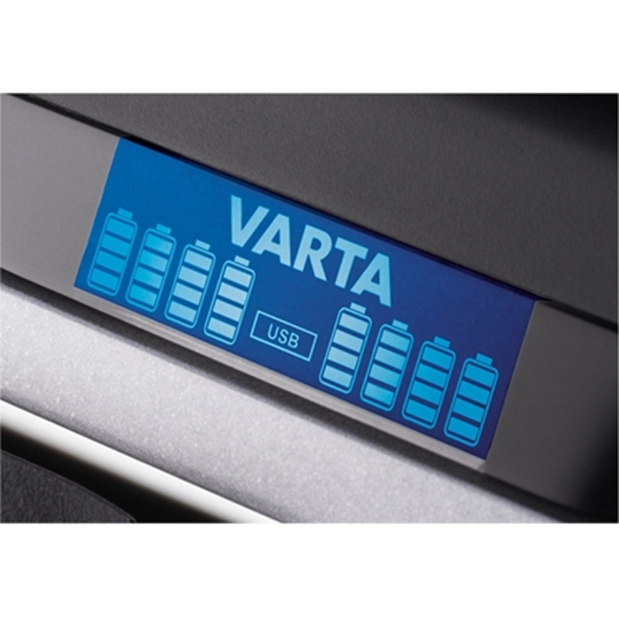 VARTA 57671 - LCD -ga suur laadija 8xAA/AAA ja USB laadimise aeg 4h