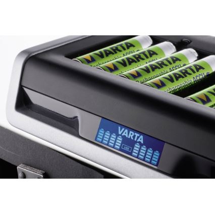 VARTA 57671 - LCD -ga suur laadija 8xAA/AAA ja USB laadimise aeg 4h