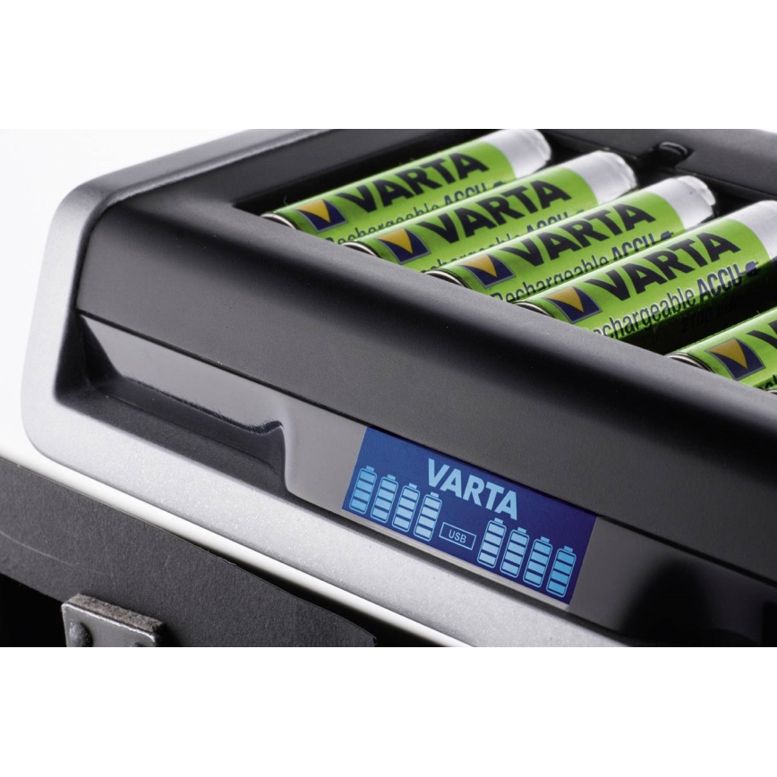 VARTA 57671 - LCD -ga suur laadija 8xAA/AAA ja USB laadimise aeg 4h