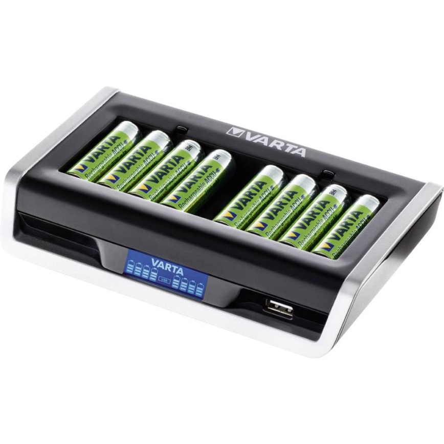VARTA 57671 - LCD -ga suur laadija 8xAA/AAA ja USB laadimise aeg 4h