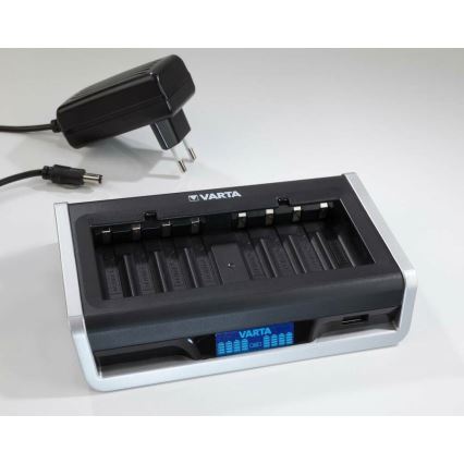 VARTA 57671 - LCD -ga suur laadija 8xAA/AAA ja USB laadimise aeg 4h