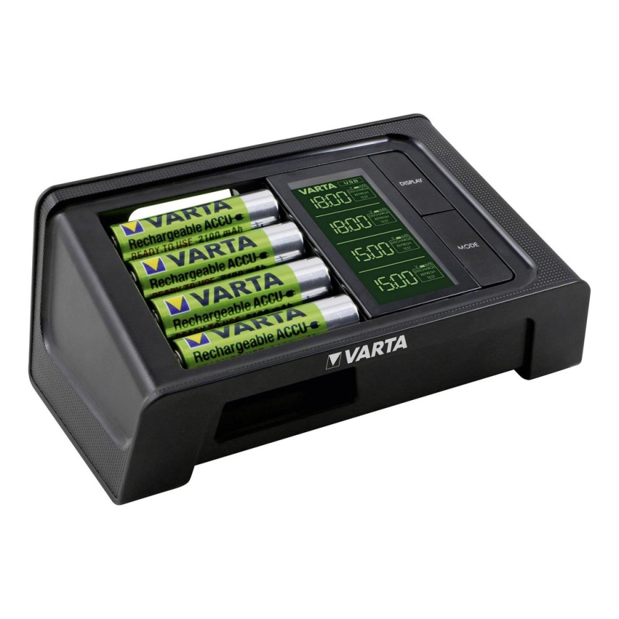 VARTA 57674 - LCD-ga nutikas laadija 4xAA/AAA laadimise aeg 1,5h