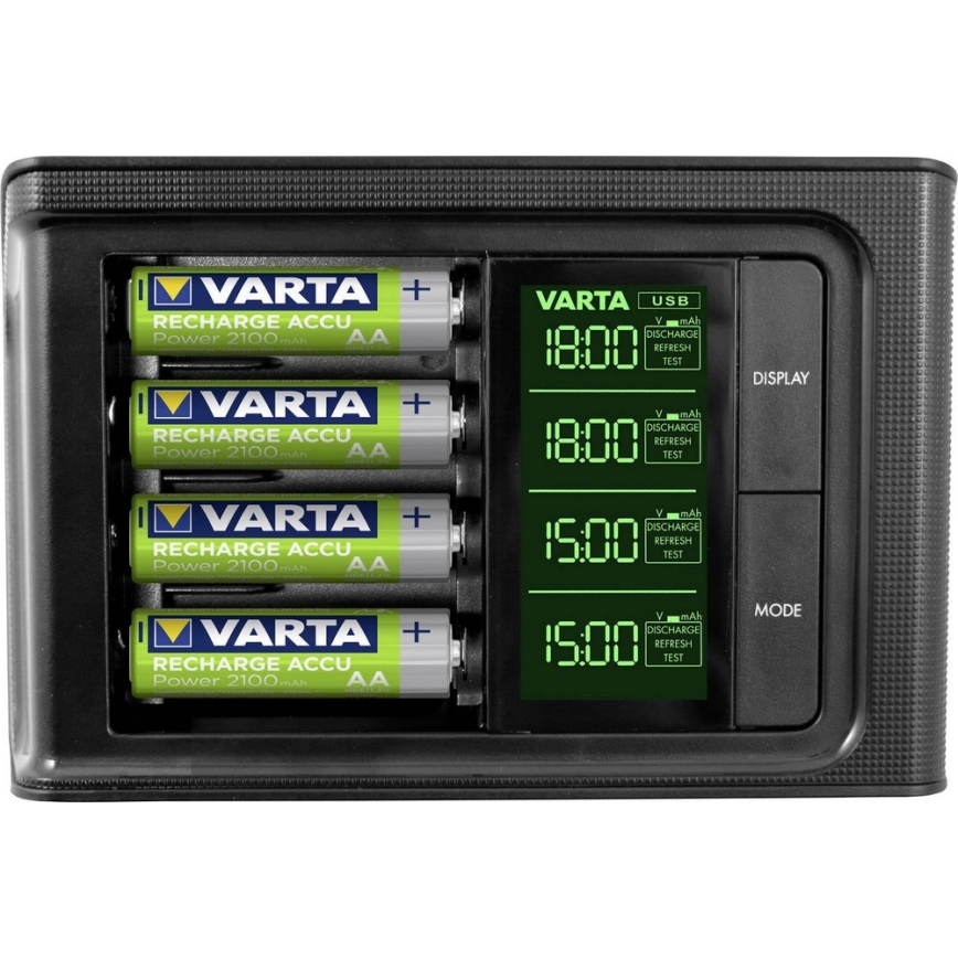 VARTA 57674 - LCD-ga nutikas laadija 4xAA/AAA laadimise aeg 1,5h