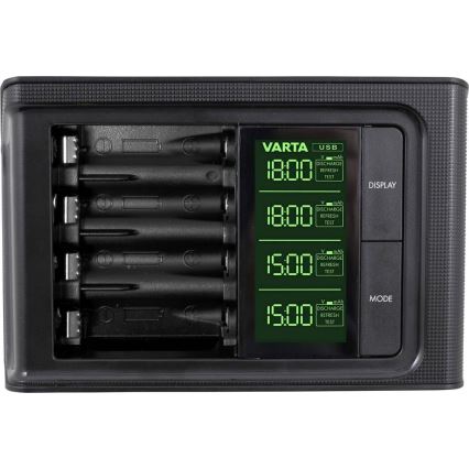 VARTA 57674 - LCD-ga nutikas laadija 4xAA/AAA laadimise aeg 1,5h