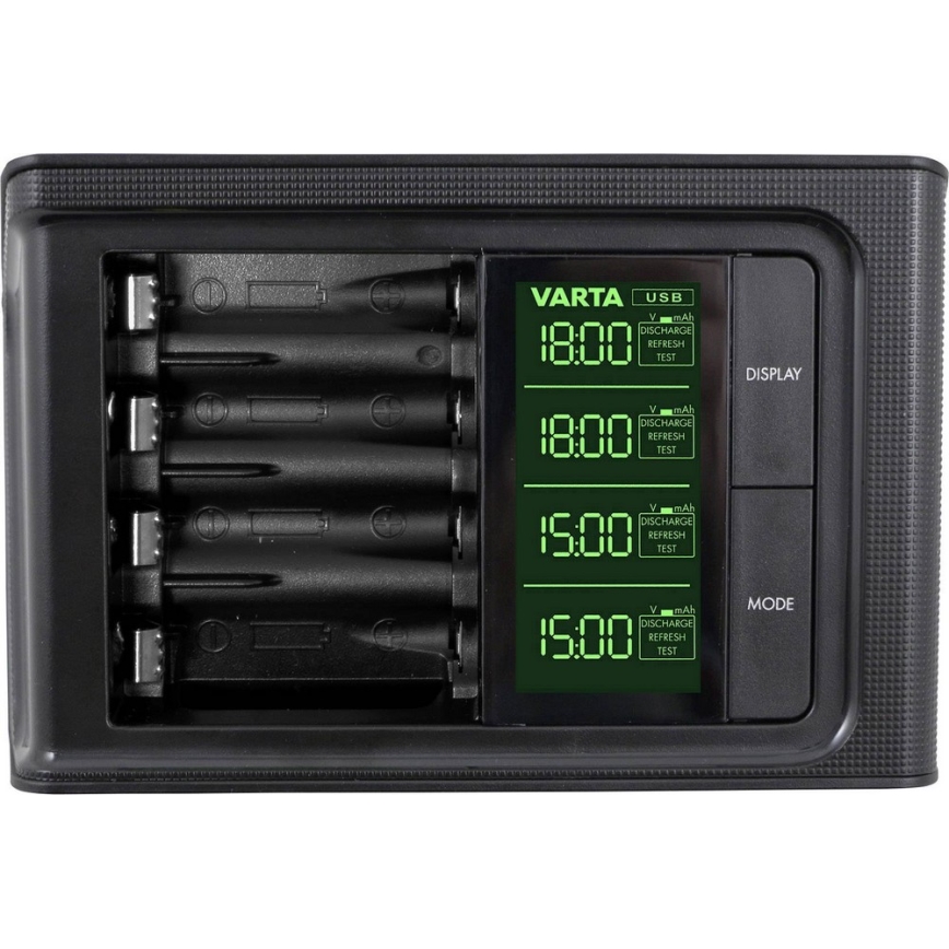 VARTA 57674 - LCD-ga nutikas laadija 4xAA/AAA laadimise aeg 1,5h