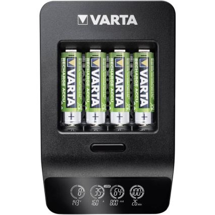 VARTA 57684 - LCD-ga nutikas laadija 4xAA/AAA laadimise aeg 1,5h