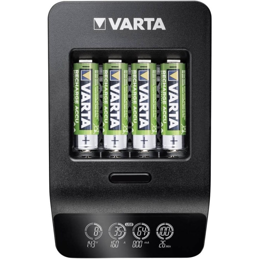 VARTA 57684 - LCD-ga nutikas laadija 4xAA/AAA laadimise aeg 1,5h