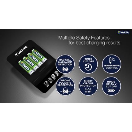 VARTA 57684 - LCD-ga nutikas laadija 4xAA/AAA laadimise aeg 1,5h