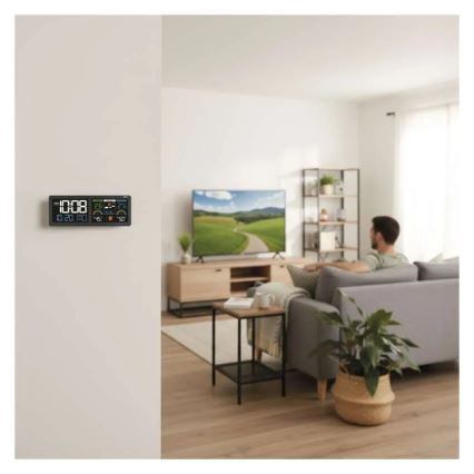 Värvilise LCD-ekraaniga ilmajaam äratuskellaga 5V 3xAAA + 2xAA must