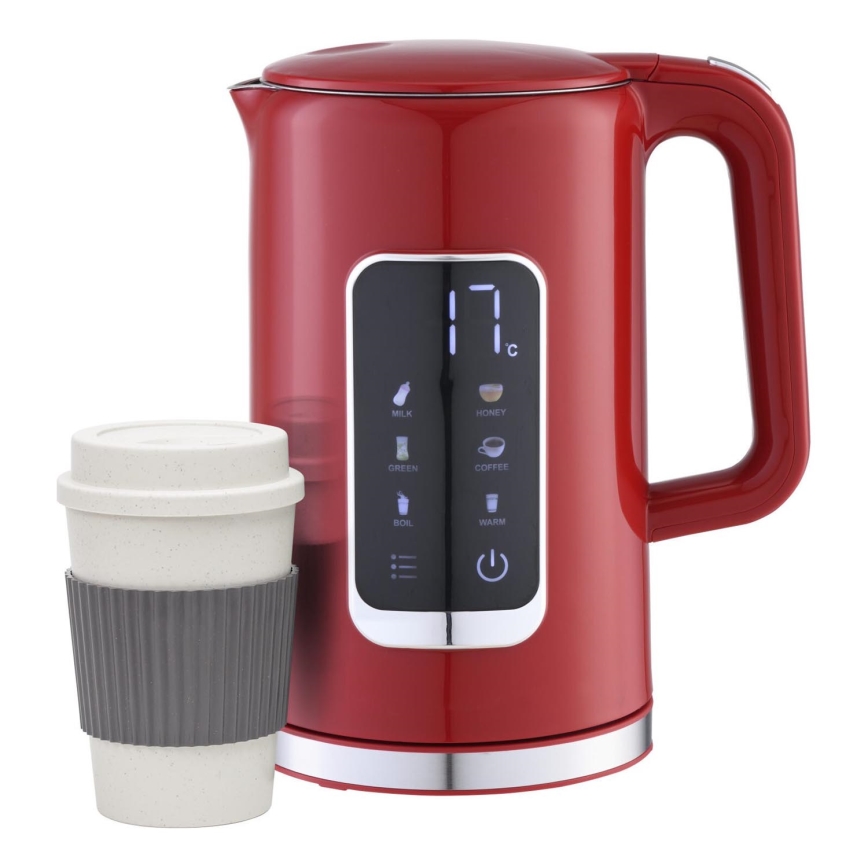 Veekeetja LCD ekraaniga 1,7 l 2200W/230V punane + reisitass 450 ml