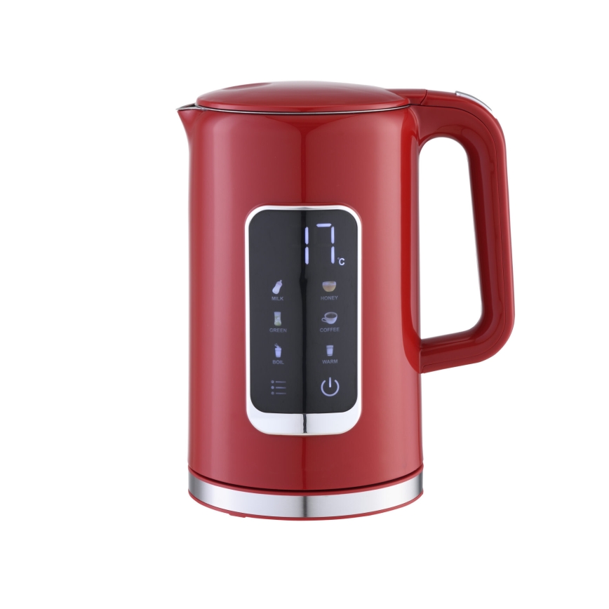 Veekeetja LCD ekraaniga 1,7 l 2200W/230V punane + reisitass 450 ml
