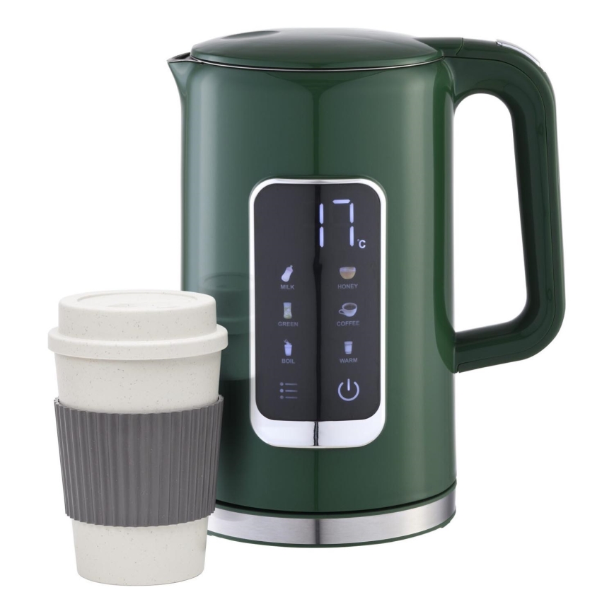 Veekeetja LCD ekraaniga 1,7 l 2200W/230V roheline + reisitass 450 ml