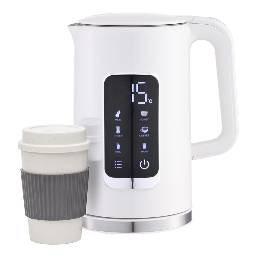 Veekeetja LCD ekraaniga 1,7 l 2200W/230V valge + reisitass 450 ml