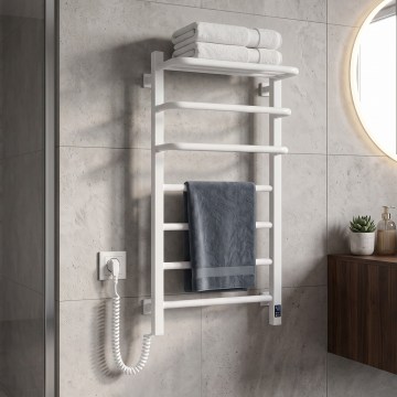 Vertaduro - Elektriline rätikuivati termostaadiga DOR 155W/230V 80x48 cm IP44 valge vasakpoolne
