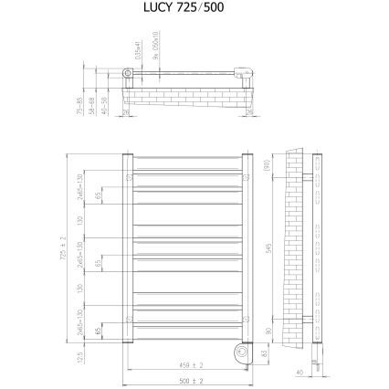 Vertaduro - LUCY vannitoa radiaator termostaadiga 400W 73x50 cm taupe